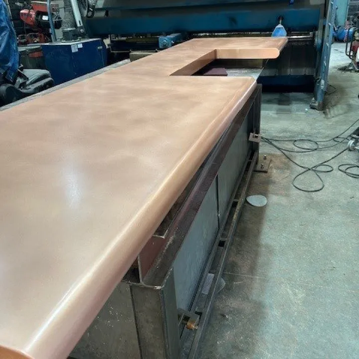 Copper worktop with bullnose