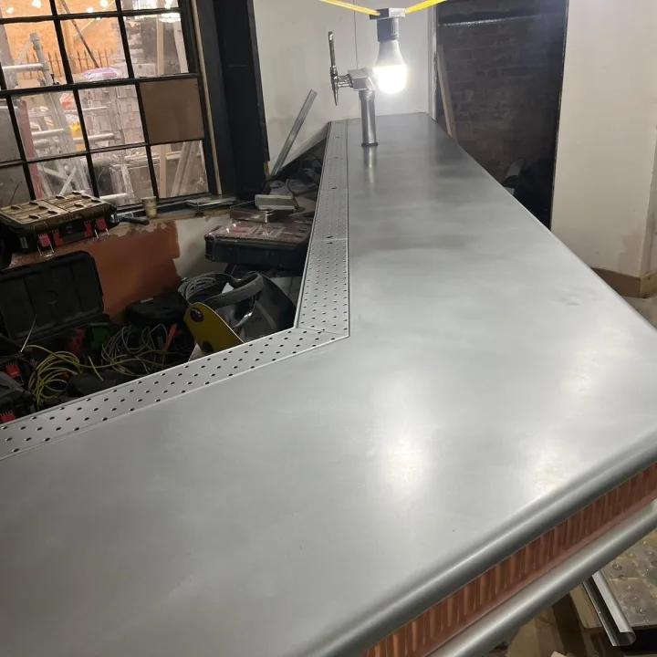 Zinc bar top with built in drip trays