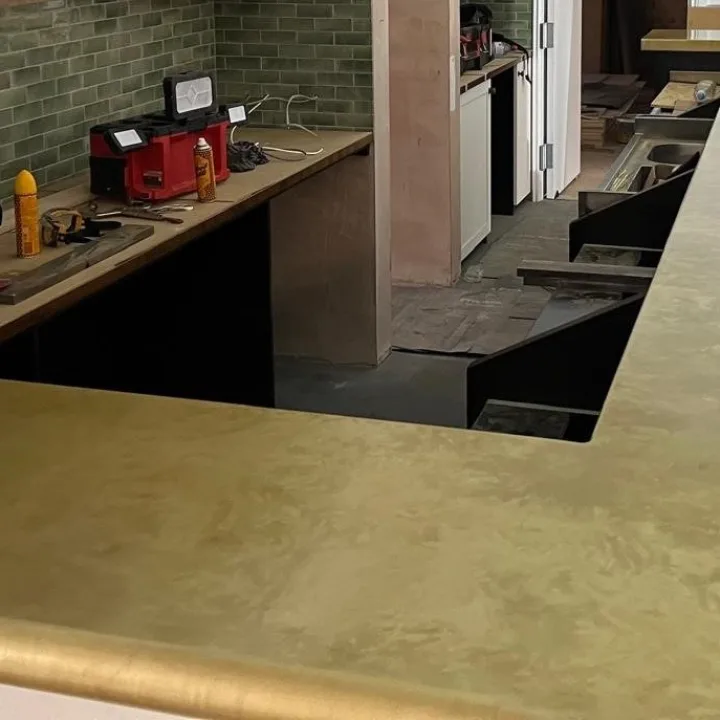 Brass bar top with bullnose front detail