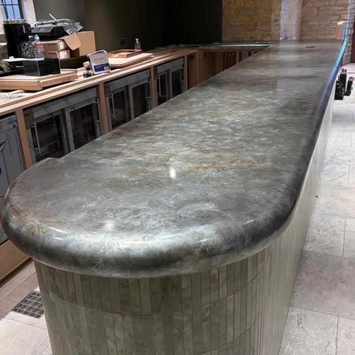 Aged Zinc Bar Top with Bullnose